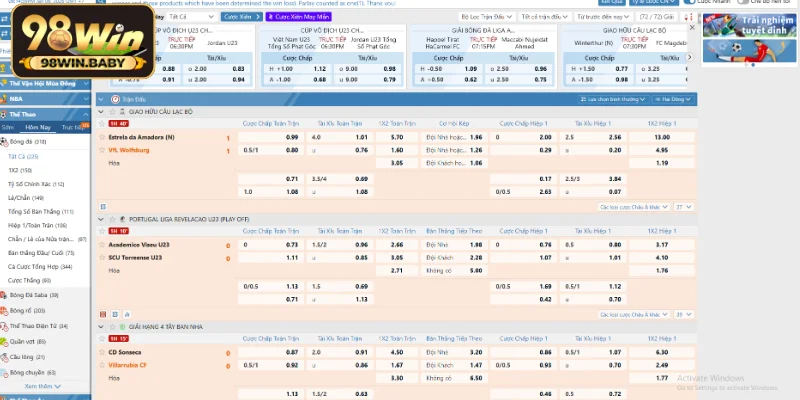 Các bộ môn thể thao nổi bật tại nhà cái 98Win
